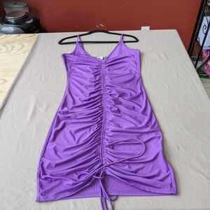 Ruched Purple Slip Dress